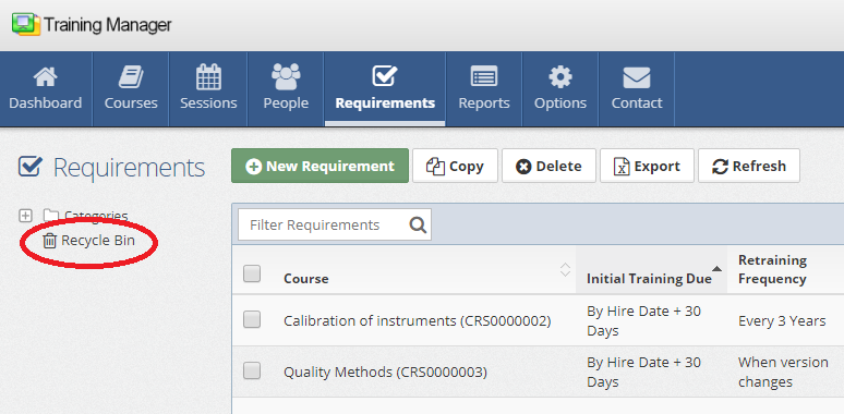 RecycleBinRequirement