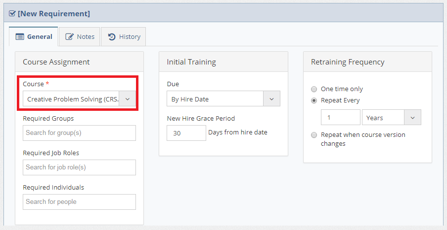 SelectCourseOnRequirementForm